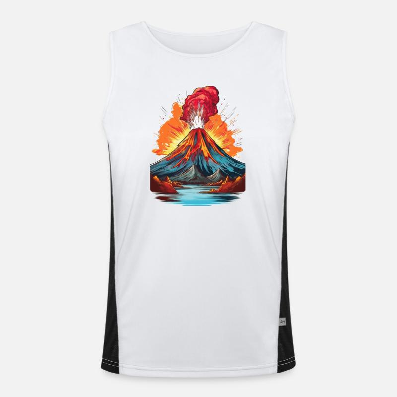 Vulkanausbruch mit Lavafluss Funktionelles Kontrast-Tank Top für Männer 