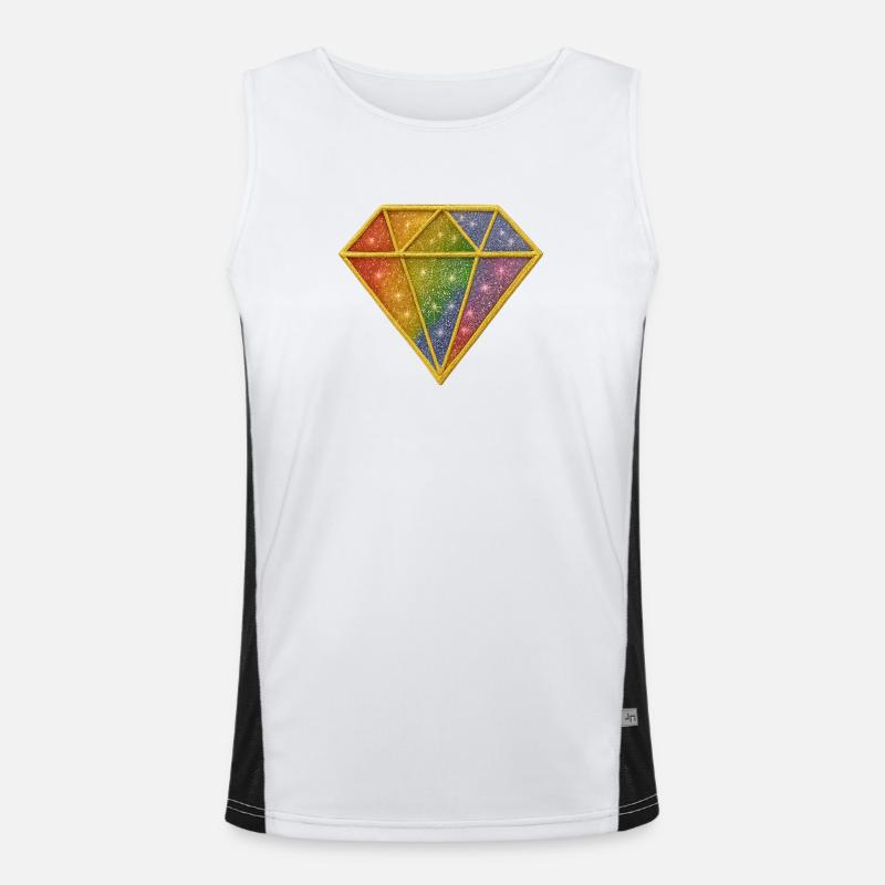 Rainbow Glitter Diamond Patch Men's Functional Contrast Tank Top 