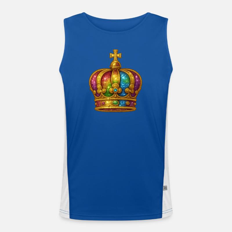Regenbogen-Glitzerkronen-Design Funktionelles Kontrast-Tank Top für Männer 