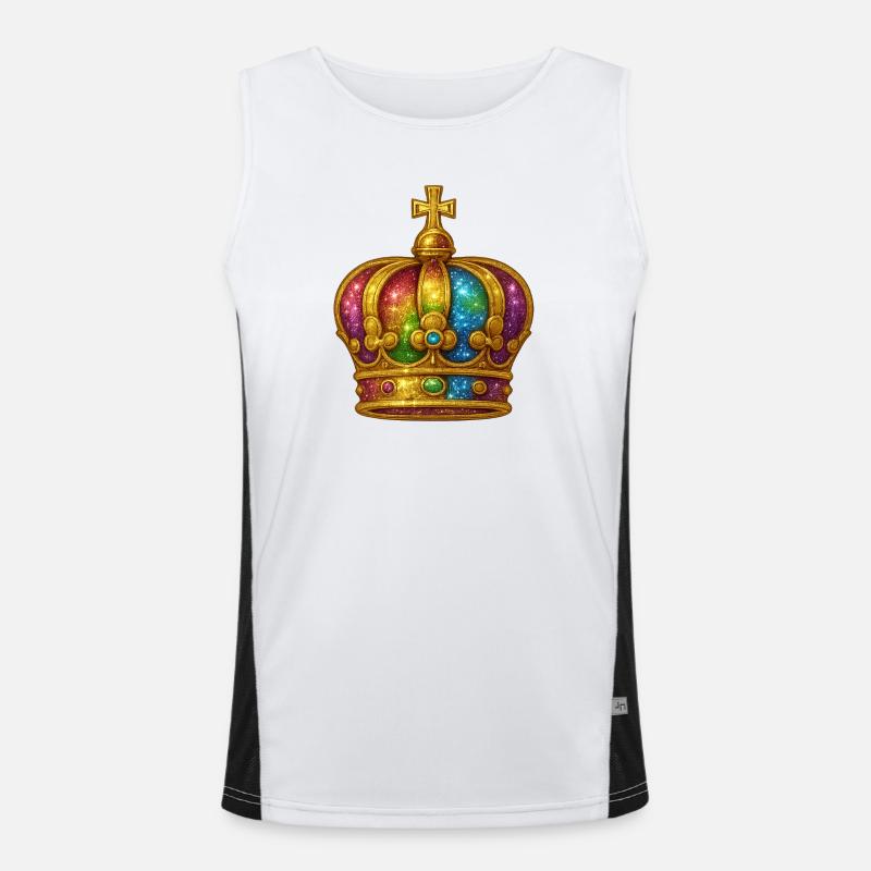 Rainbow Glitter Crown Design - Men's Functional Contrast Tank Top  - white/black