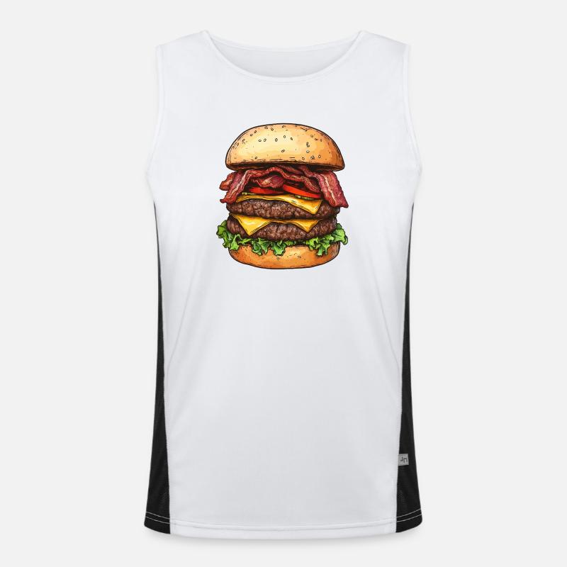 Double Bacon Cheeseburger :) - Men's Functional Contrast Tank Top  - white/black