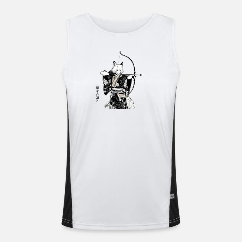 Samurai Fox with Bow – Ukiyo-e Japan Art Men's Functional Contrast Tank Top 
