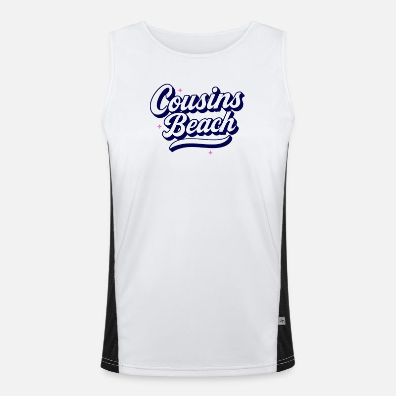 Cousins Beach – Retro Script Design Funktionelles Kontrast-Tank Top für Männer 