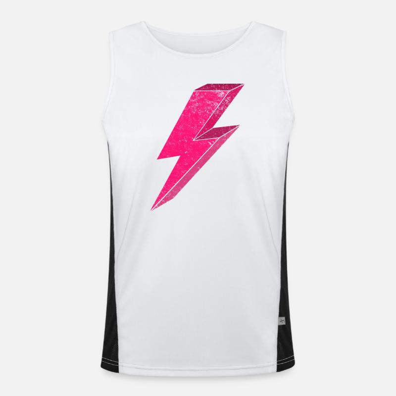 Bright Pink Lightning Design 3D Men's Functional Contrast Tank Top 