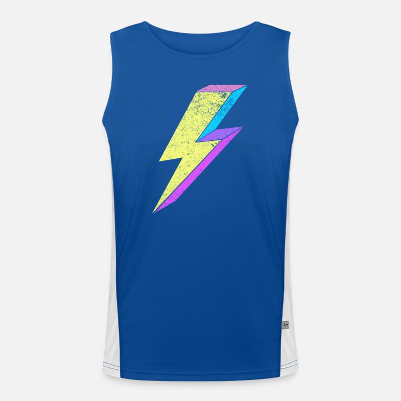 Leuchtende Lightning-Design mit Pastellfarben 80s  Funktionelles Kontrast-Tank Top für Männer 