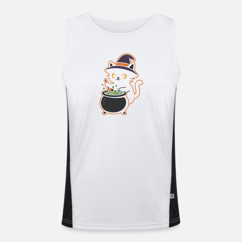 Cat Witch Potion Magic Design Men's Functional Contrast Tank Top 