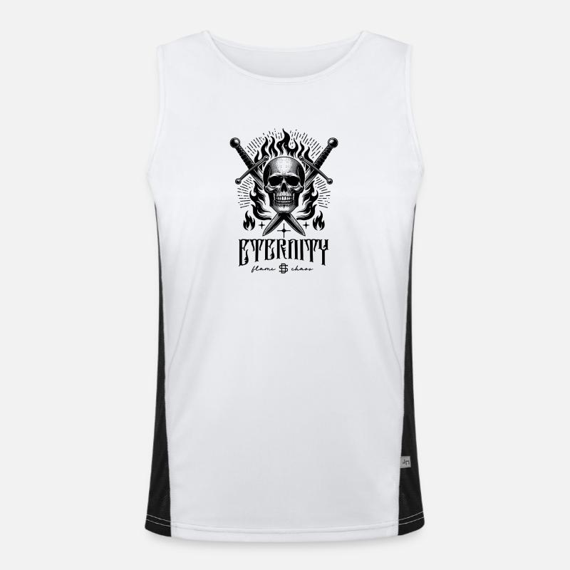 Crâne avec des épées et du feu Débardeur respirant contrasté Homme 