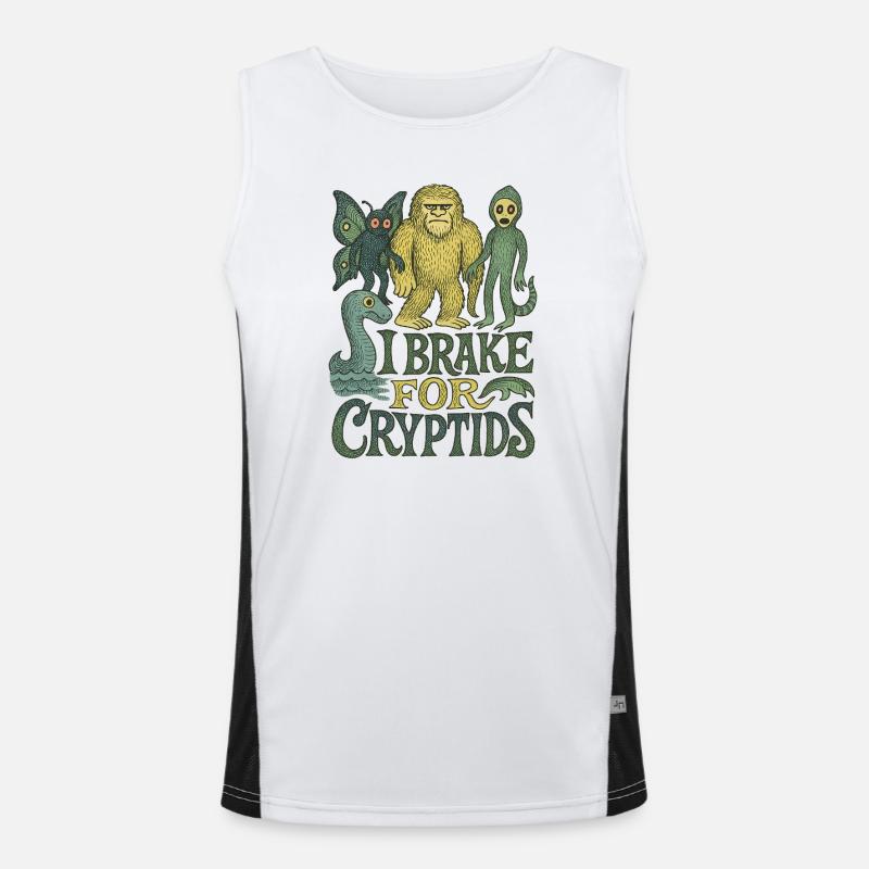 Cryptid Creature Nature Illustration Men's Functional Contrast Tank Top 