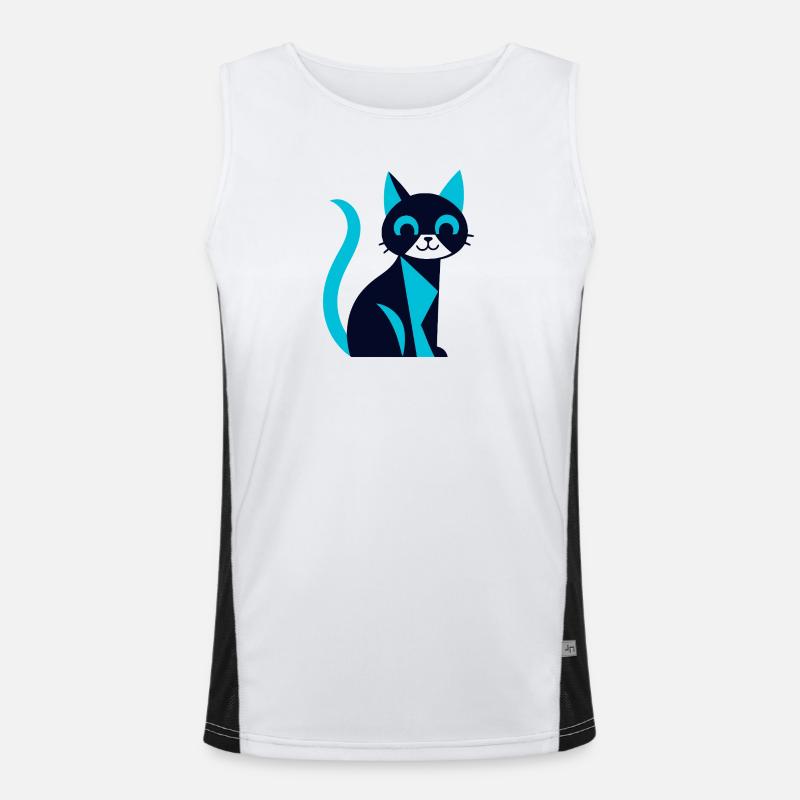 Chat noir-bleu avec effet aw Débardeur respirant contrasté Homme 