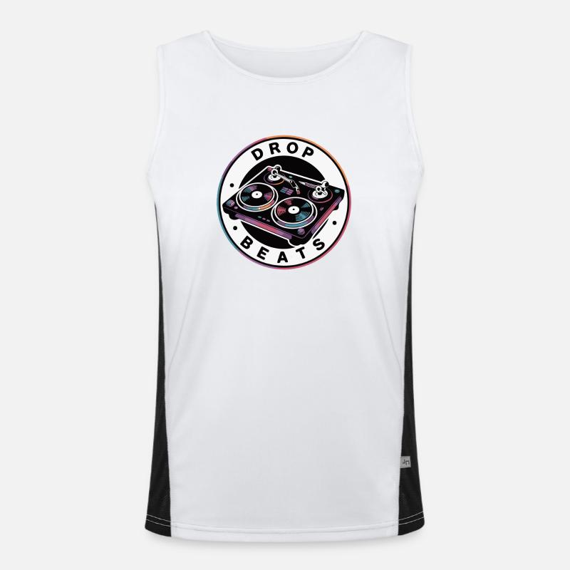 Drop Beat Turntable Illustration Men's Functional Contrast Tank Top 