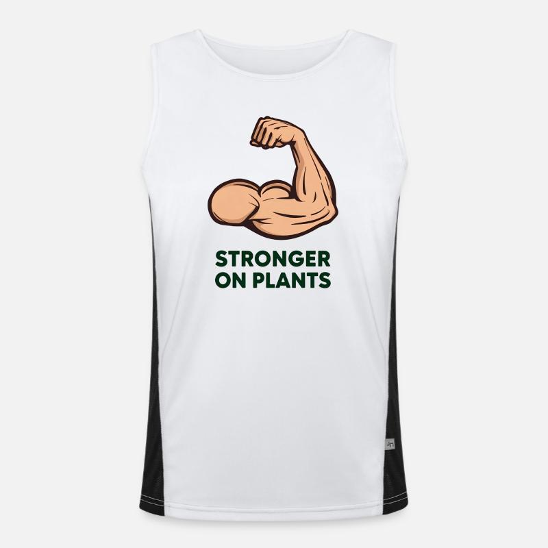 Stronger on Plants – Retro Gym Arm &amp; Biceps Men's Functional Contrast Tank Top 