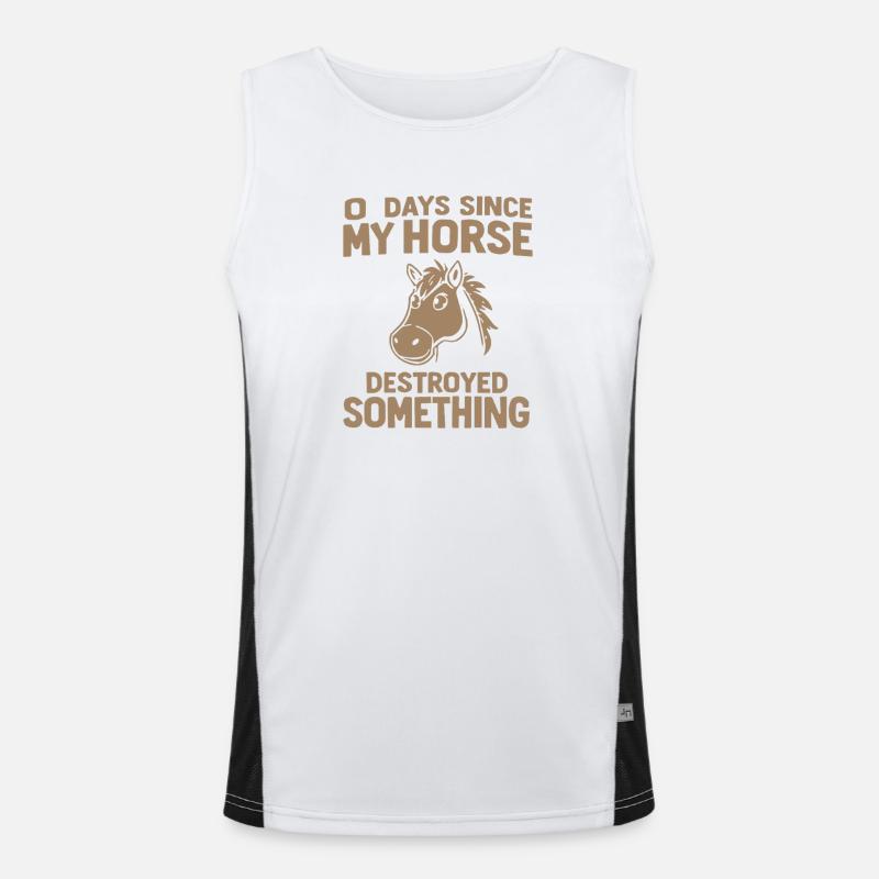 0 Days Since My Horse Destroyed Something Fun Men's Functional Contrast Tank Top 