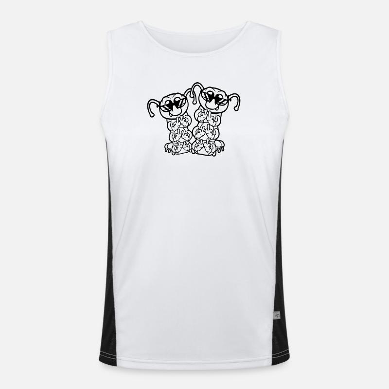 2 Raupe Mittelfinger Beleidigung Sonnenbrille Team Funktionelles Kontrast-Tank Top für Männer 