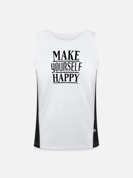 Make yourself happy Self-discovery & bliss - Men's Functional Contrast Tank Top  - white/black