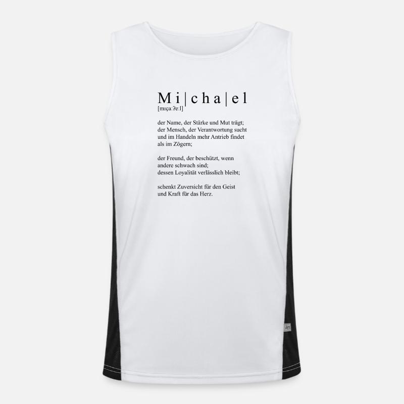 Name: abstract, typographic, black, Michael Men's Functional Contrast Tank Top 