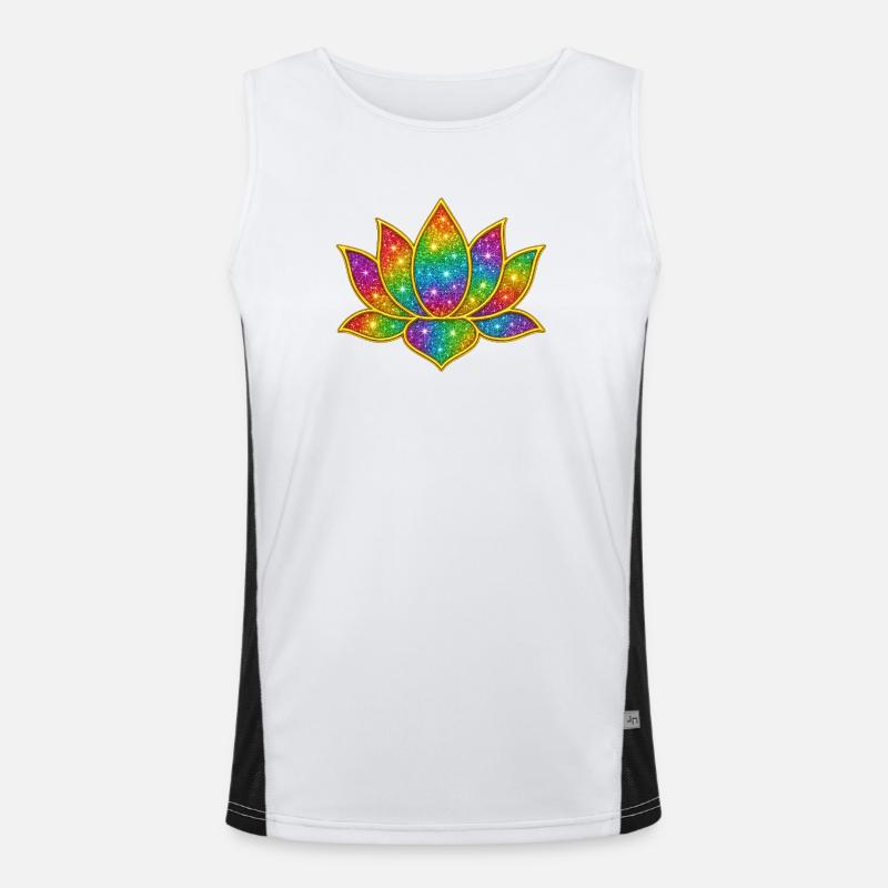 Funkelnder Lotus in Regenbogenfarben Funktionelles Kontrast-Tank Top für Männer 