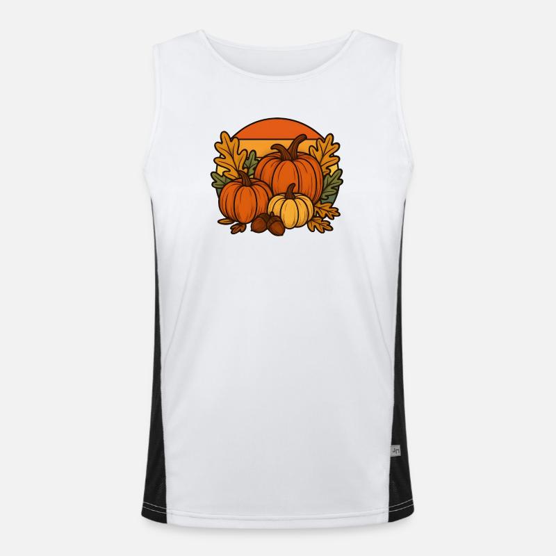  Kürbisse, Eichenlaub & Eicheln Funktionelles Kontrast-Tank Top für Männer 