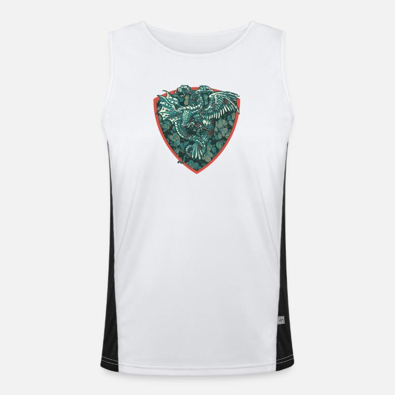 Medieval Dragon in Blue on Shield Men's Functional Contrast Tank Top 