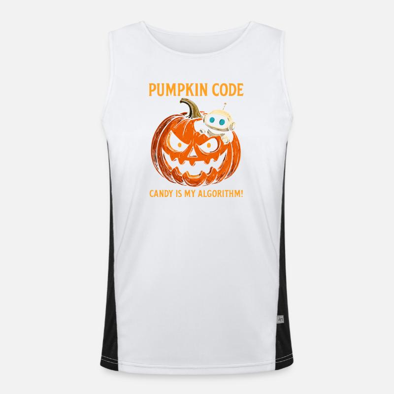 Pumpkin Code: Candy is My Algorithm! Men's Functional Contrast Tank Top 