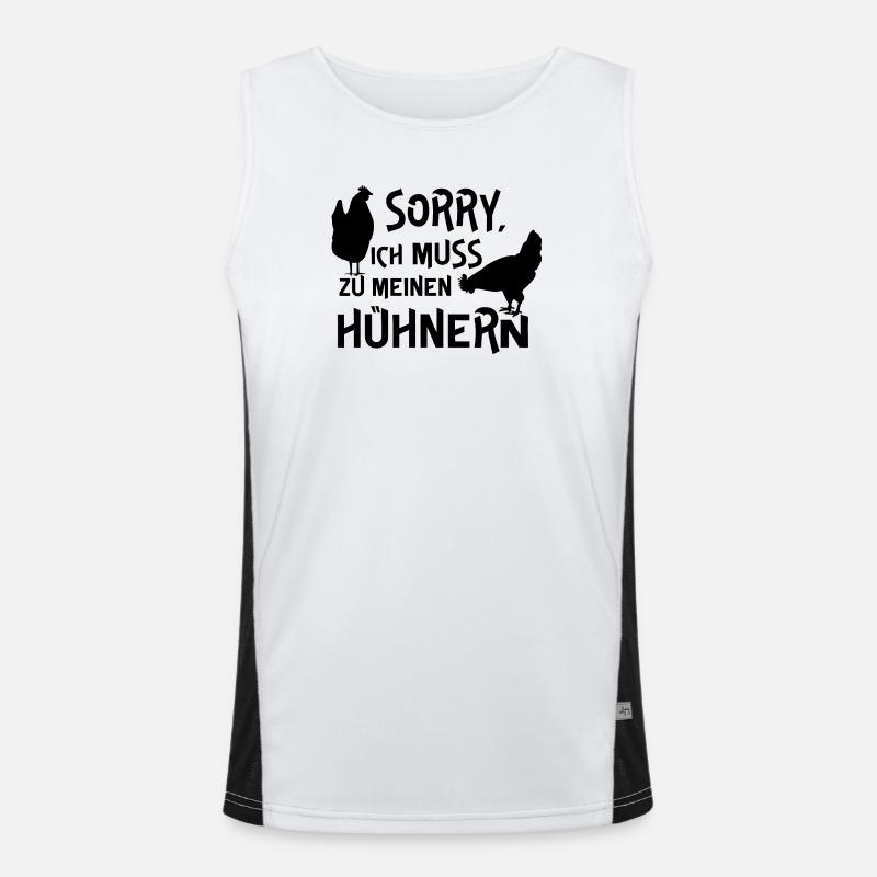 Humorous chicken design with text Men's Functional Contrast Tank Top 