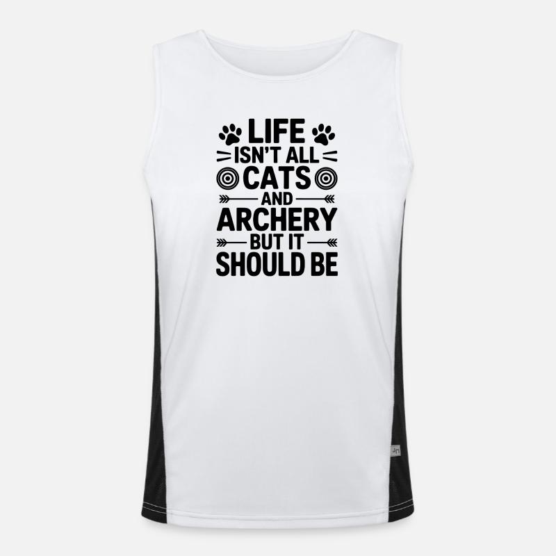 Bogenschießen Spruch Katzen Bogenschießen Geschenk Funktionelles Kontrast-Tank Top für Männer 