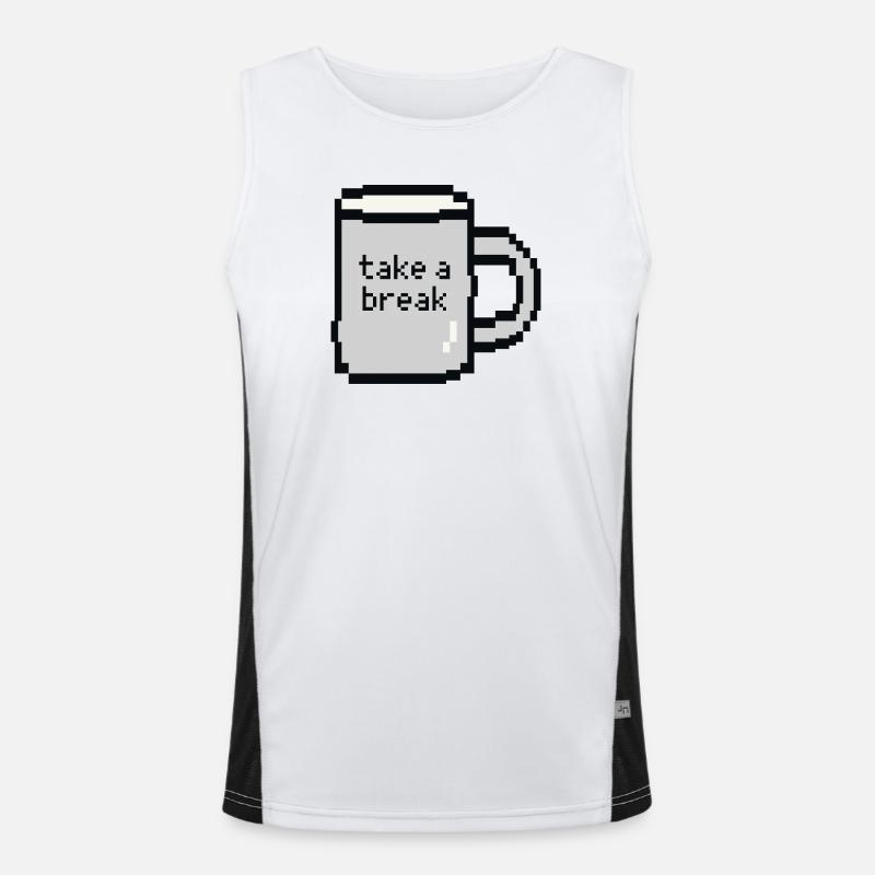 Relax Check Pixel Art Mug Men's Functional Contrast Tank Top 