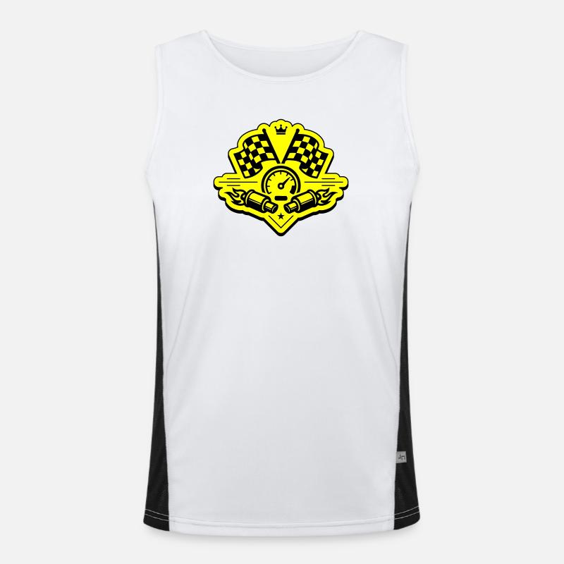 Drapeau de course, compteur de vitesse d'échappement Débardeur respirant contrasté Homme 