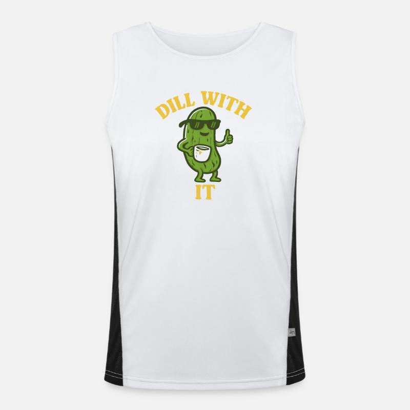 Dill With It – Coole Gurke mit Kaffee Funktionelles Kontrast-Tank Top für Männer 