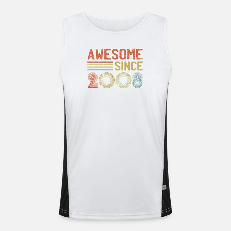 Retro 2000s Inspired Typography Design Men's Functional Contrast Tank Top 