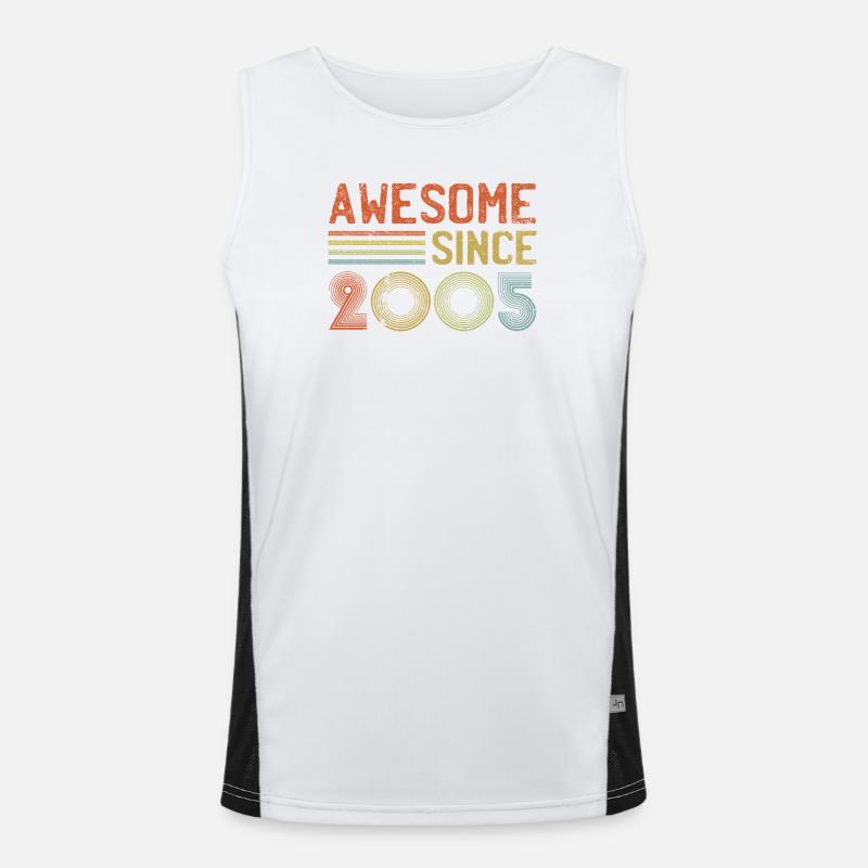 Retro 2005 Celebration Tee Design - Men's Functional Contrast Tank Top - white/black