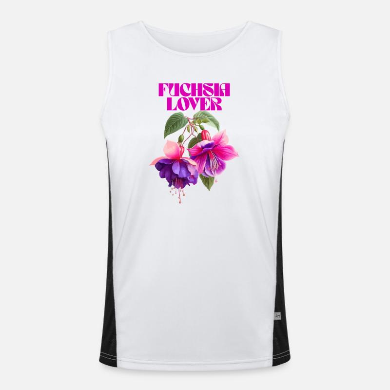 Fuchsia Lover Botanical Illustration Men's Functional Contrast Tank Top 