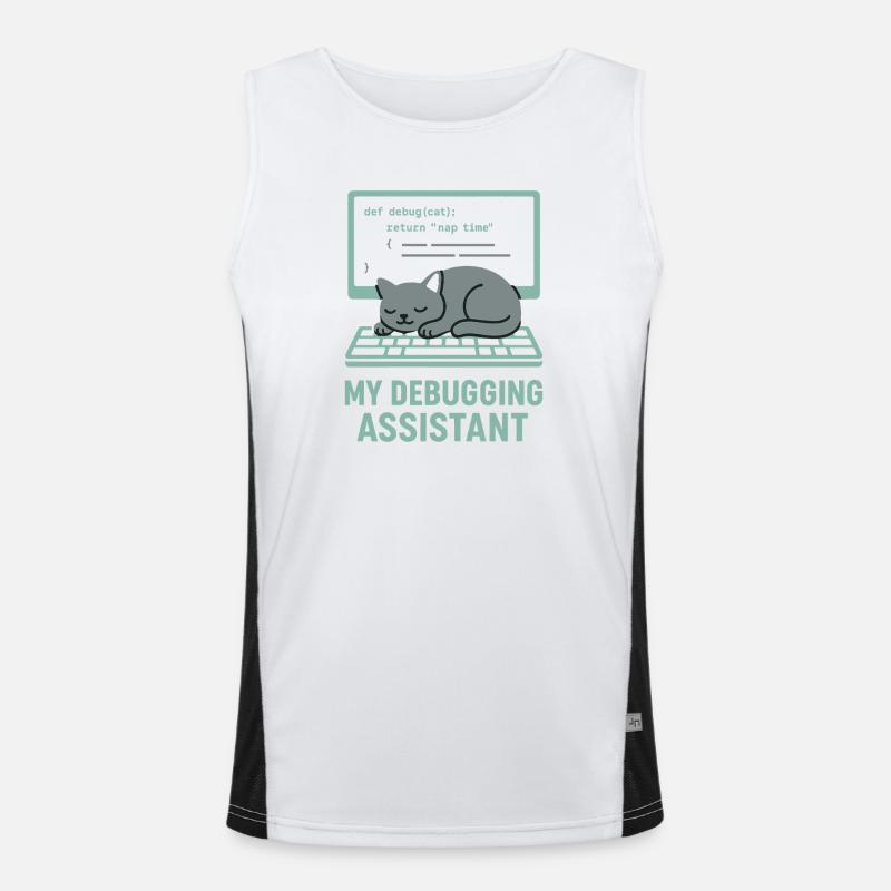 My Debugging Assistant Cat - Men's Functional Contrast Tank Top  - white/black