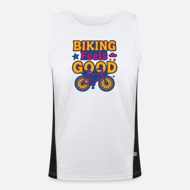 Biking Feels Good Vibrant Graphic Men's Functional Contrast Tank Top 