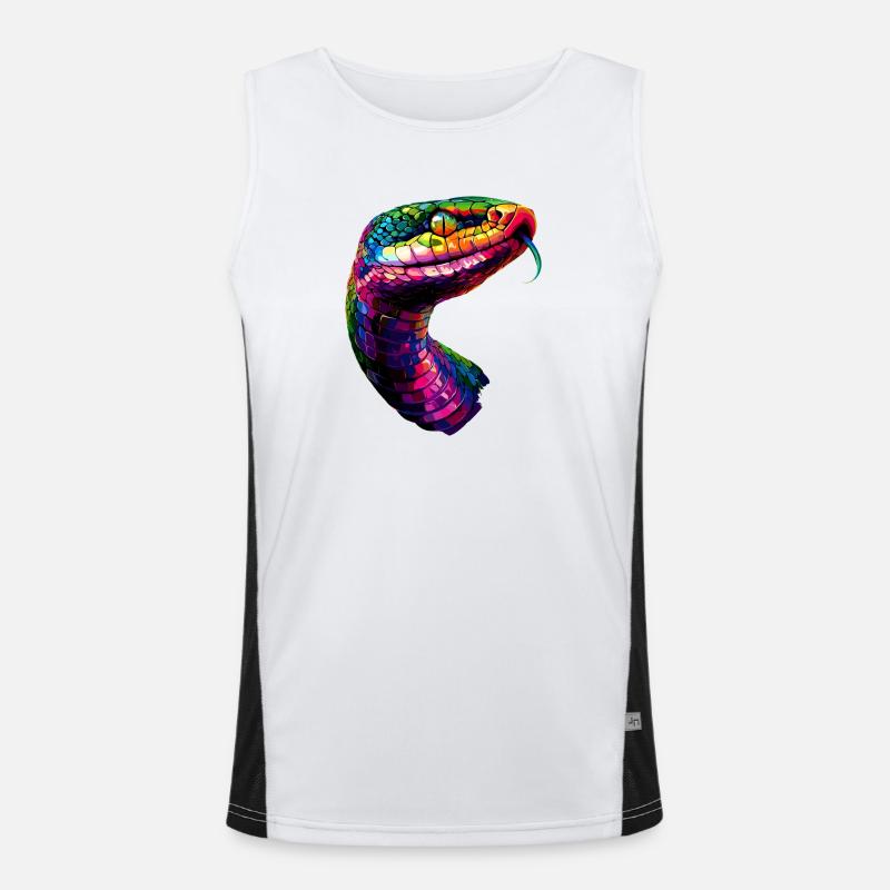 snake, python, cobra, rattlesnake, snakes - Men's Functional Contrast Tank Top  - white/black