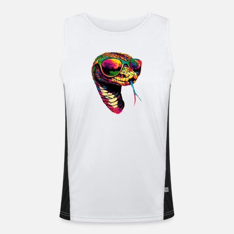 snake, python, cobra, rattlesnake, snakes - Men's Functional Contrast Tank Top  - white/black