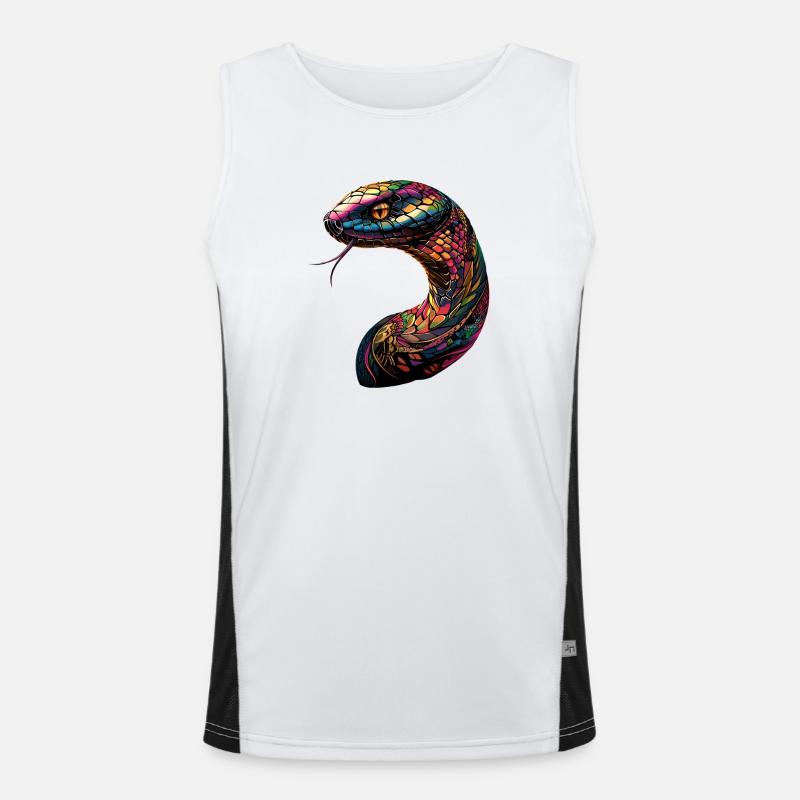 snake, python, cobra, rattlesnake, snakes - Men's Functional Contrast Tank Top  - white/black