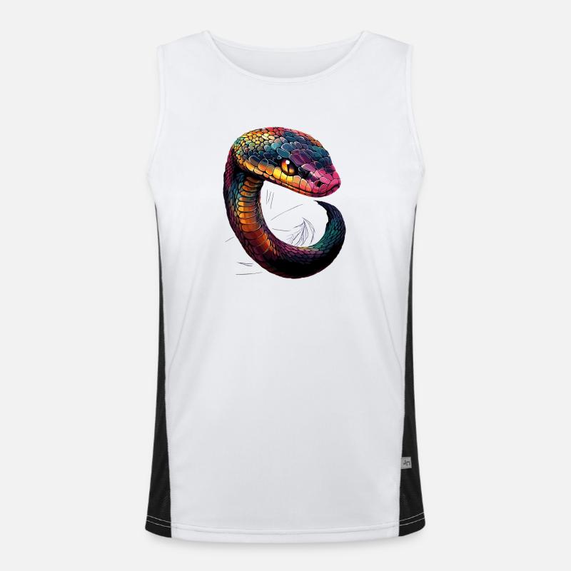 snake, python, cobra, rattlesnake, snakes - Men's Functional Contrast Tank Top  - white/black