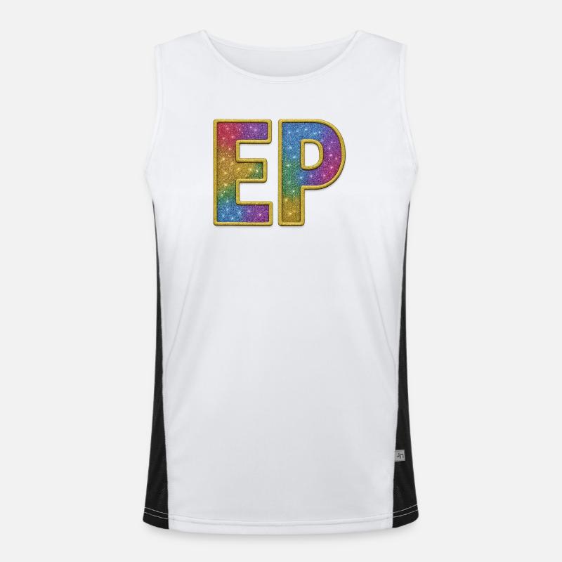 EP | Galactic Glitter Initial Lettering - Men's Functional Contrast Tank Top  - white/black