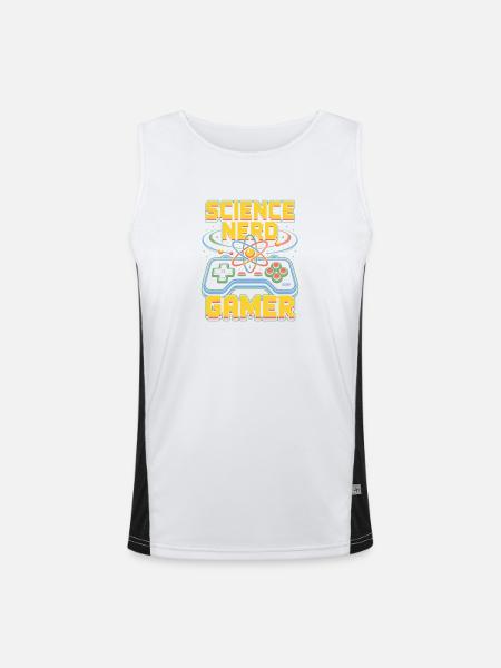 Science Nerd Gamer Atom Controller Wissenschaft - Débardeur respirant contrasté Homme - blanc/noir