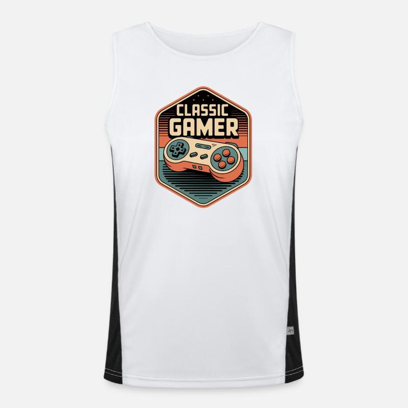 Classic Gamer Retro Controller Badge Funktionelles Kontrast-Tank Top für Männer 