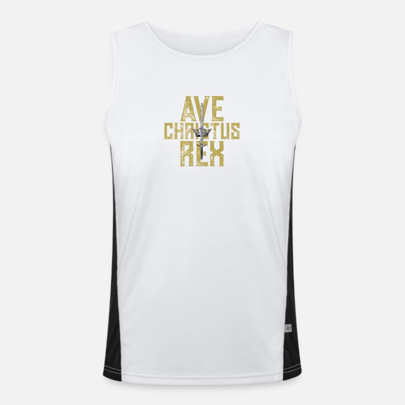 Ave Christus Rex Crown an Sword - Men's Functional Contrast Tank Top  - white/black