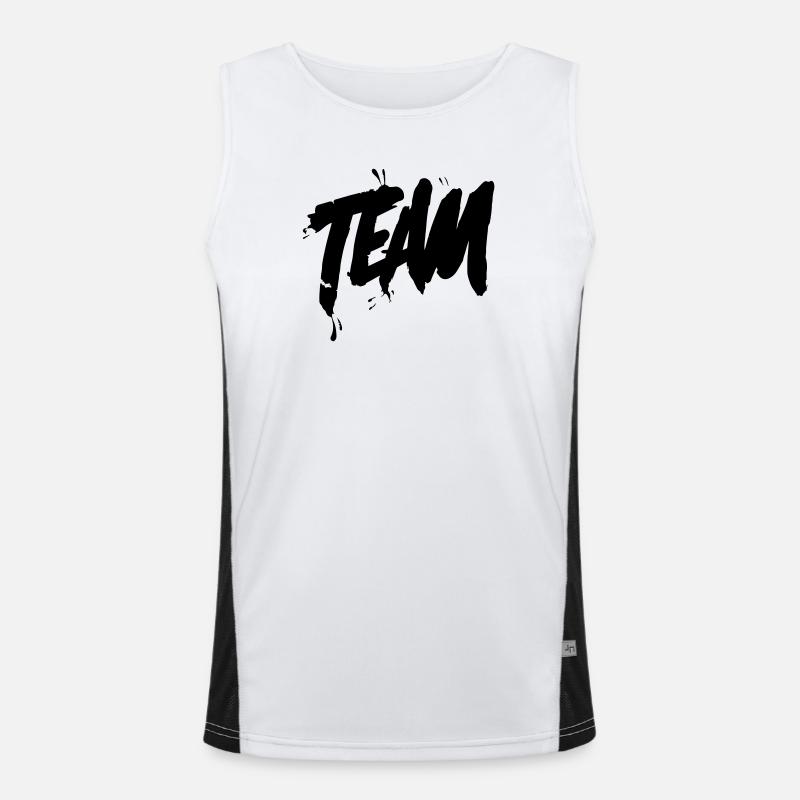 Team Schriftzug Funktionelles Kontrast-Tank Top für Männer 