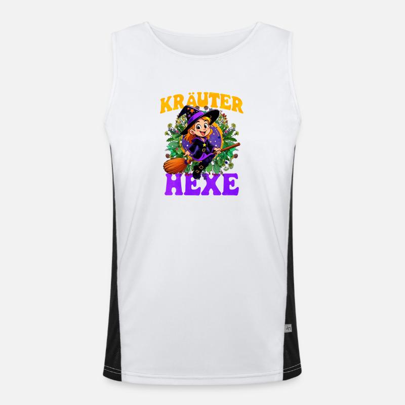 Witch with herbs and magic wand Men's Functional Contrast Tank Top 