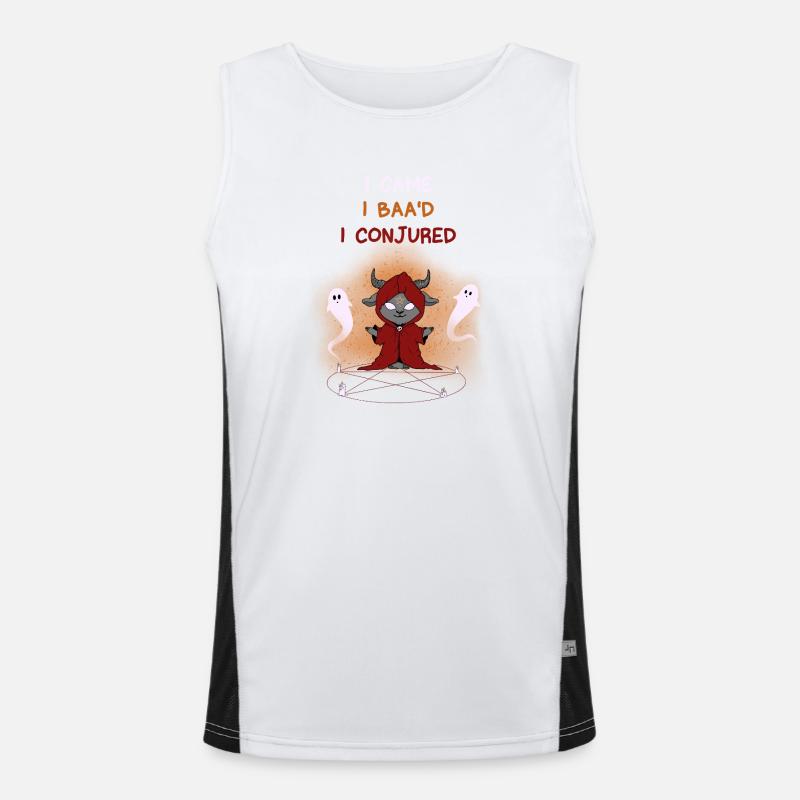 Celestial Magic Goat with Ghosts - Men's Functional Contrast Tank Top  - white/black