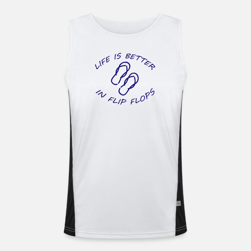 LIFE IS BETTER IN FLIP FLOPS Funktionelles Kontrast-Tank Top für Männer 