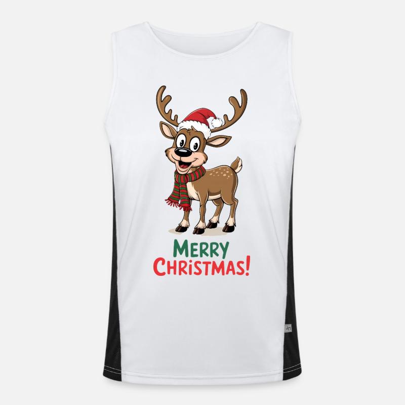 Rentier Weihnachtspullover lustig süß niedlich Funktionelles Kontrast-Tank Top für Männer 