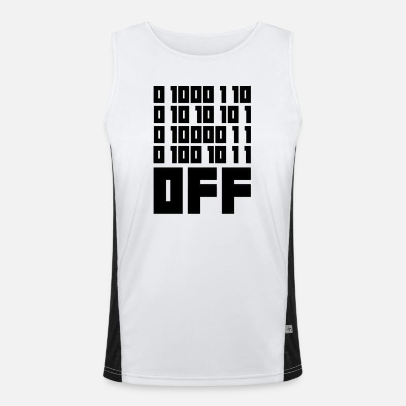 Binary Code F**k OFF – Nerd Humor & Geek Code Men's Functional Contrast Tank Top 