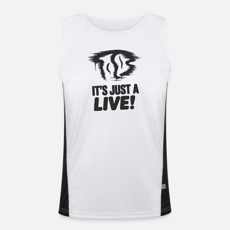 Vampire Bat Silhouette with Bold Slogan - Men's Functional Contrast Tank Top  - white/black
