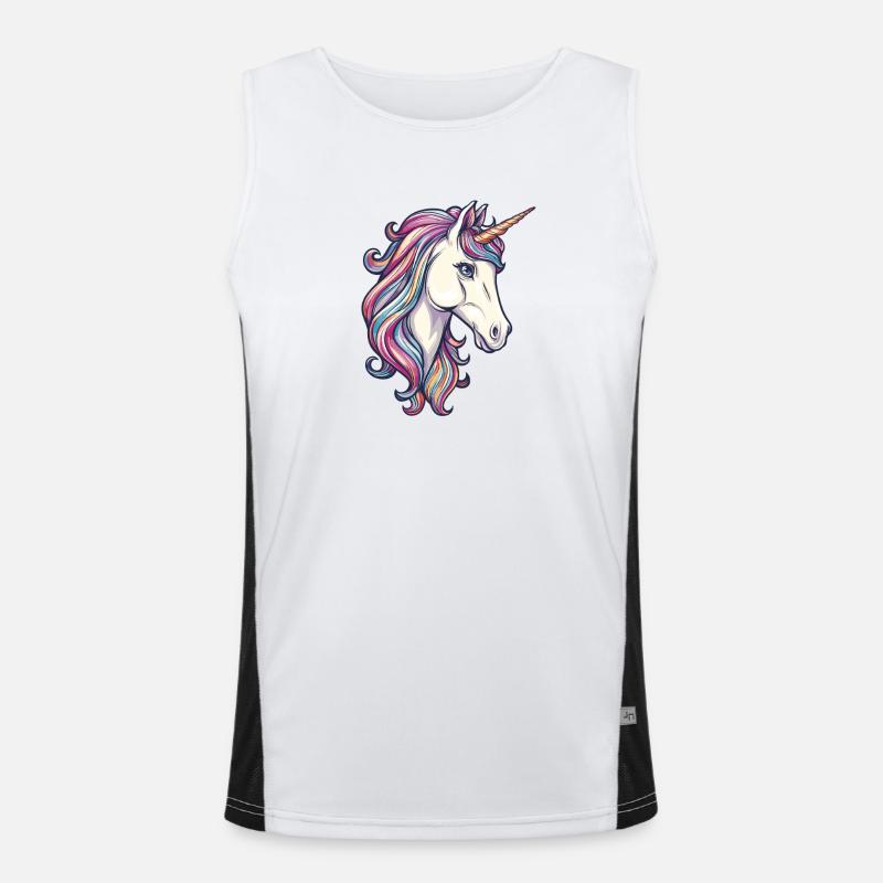 Bunter Einhorn mit farbigem Haar Funktionelles Kontrast-Tank Top für Männer 