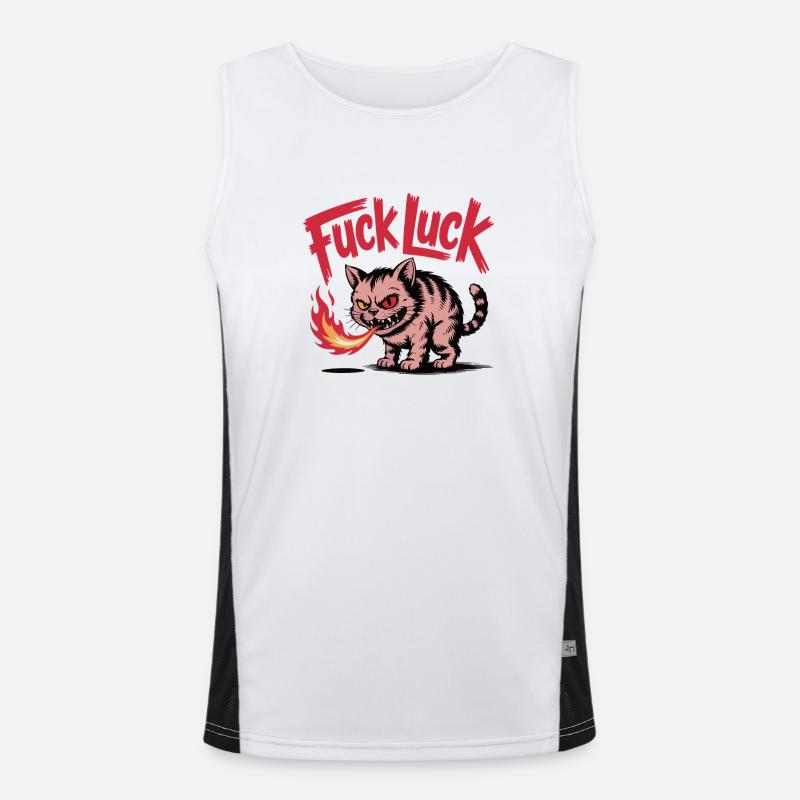Fiery Cat with Bold Text Design Men's Functional Contrast Tank Top 